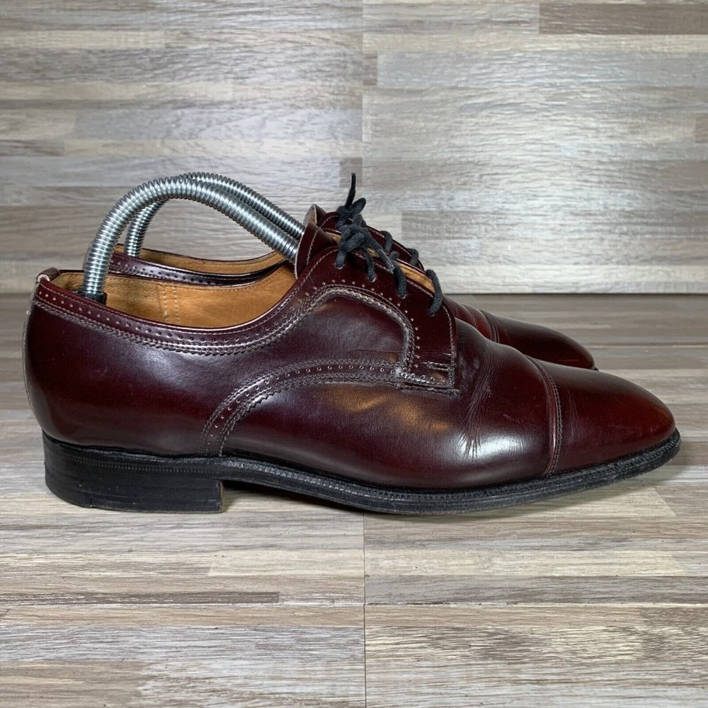 Church’s Leather Dress Shoes Mens Size 8.5D Burgundy Custom Grade Cap Toe Oxford